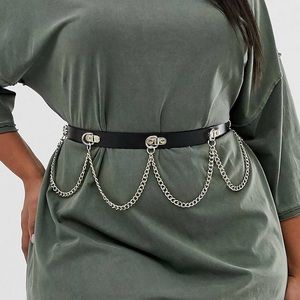 ASOS Curve skinny gold hanging chain belt